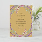 Bosland Mosterd Amethyst Wisteria Bruiloft Kaart (Staand voorkant)