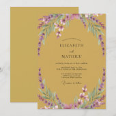 Bosland Mosterd Amethyst Wisteria Bruiloft Kaart (Voorkant / Achterkant)