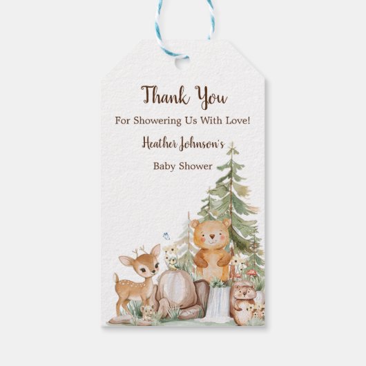 Bosland Neutrale Baby Shower Cadeaulabel (Achterkant)