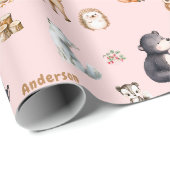 Bosland Roze Baby Shower Cadeaupapier (Rol Hoek)