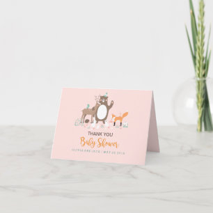 Bosland Roze Oranje Baby Shower Bedankkaart