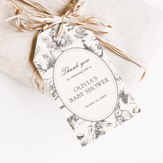 Bosland schets allover print baby shower cadeaulabel