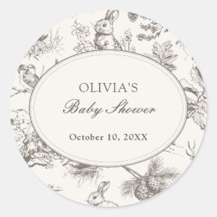 Bosland schets allover print babyfeestje ronde sticker