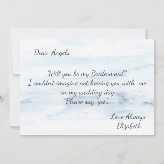 Bosland,Slingerlichten, Aquarel Bruidsmeisje Kaart (Achterkant)