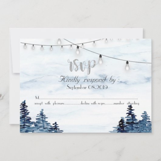 Bosland,Slingerlichten, Aquarel RSVP Kaart (Voorkant)