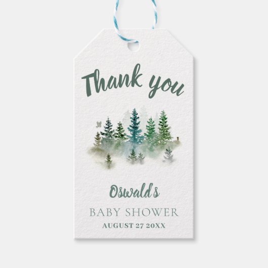 Bosland Watercolor Baby Shower Cadeaulabel (Voorkant)