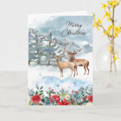 Bosland Watercolor Kerstmis Kaart (Gele Bloem)