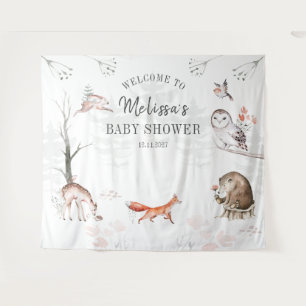 Bosland Waterverf Bosdieren Baby Shower Wandkleed