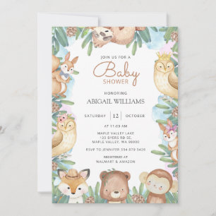 Bosland Waterverf Dieren Baby Shower Kaart