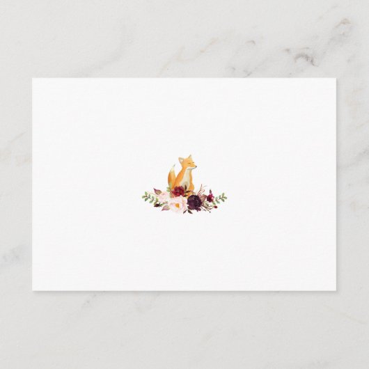 Bosland Waterverf Vossen Bloemrijke Baby Shower Informatiekaartje (Achterkant)