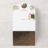 Bosland Wilde Bloem Rustieke Boho Bruiloft All In One Uitnodiging (Buitenkant)