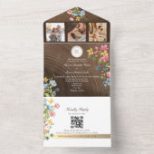 Bosland Wilde Bloem Rustieke Boho Bruiloft All In One Uitnodiging (Binnen)