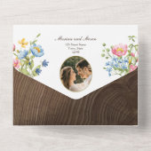 Bosland Wilde Bloem Rustieke Boho Bruiloft All In One Uitnodiging (Achterkant)