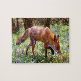 Bosland Wilde dieren Rode vos Blauwe bosbes Bloeme Legpuzzel