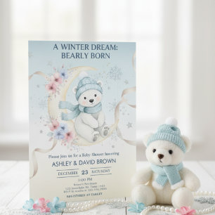 bosland winter sneeuwvlok bloem baby shower blauw kaart