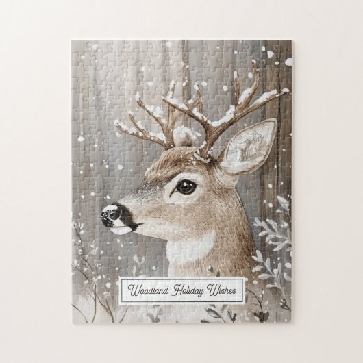 Bosland Winterhert Sneeuw Kerstmis Legpuzzel (Verticaal)