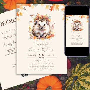 Bosland Zoete Egel Herfst Baby Shower QR Code Kaart