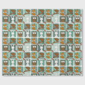 Boslanddieren blokkeren patroon cadeaupapier (Vlak)