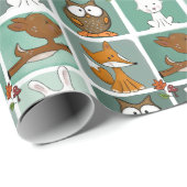 Boslanddieren blokkeren patroon cadeaupapier (Rol Hoek)