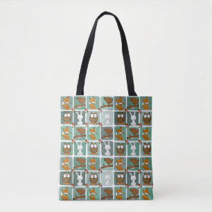Boslanddieren blokkeren patroon tote bag