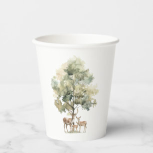 boslanddieren   Deer Family Baby shower Papieren Bekers