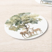 boslanddieren | Deer Family Baby shower Ronde Kartonnen Onderzetter (Gebogen)