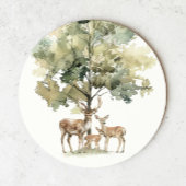 boslanddieren | Deer Family Baby shower Ronde Kartonnen Onderzetter