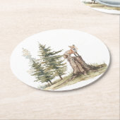 boslanddieren | Fox Baby shower Ronde Kartonnen Onderzetter (Gebogen)