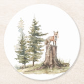 boslanddieren | Fox Baby shower Ronde Kartonnen Onderzetter (Voorkant)