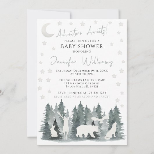 Boslandschap baby shower uitnodiging (Voorkant)