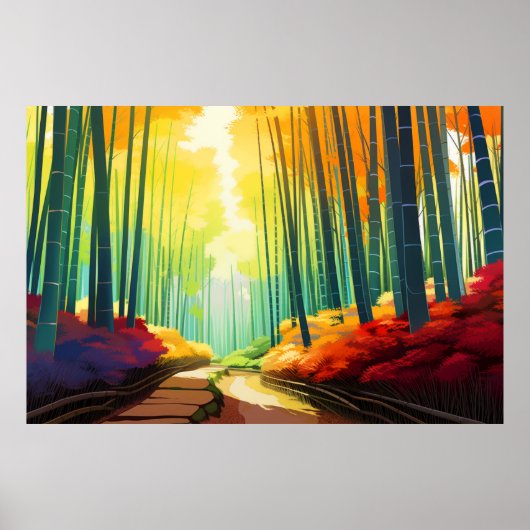 Boslandschap Bamboe Landschap Natuur Poster (Voorkant)