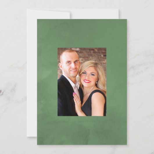 Boslandschap bosgroen rustieke trouwfoto save the date (Achterkant)