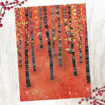 Boslandschap Briefkaart<br><div class="desc">Een modern landschapsschilderij van een berk- of espenboombos in de herfst in rijke tinten rood,  oranje en geel.</div>