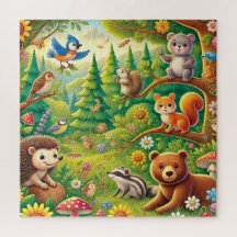 Boslandschap Cute Bosdieren Ontwerp