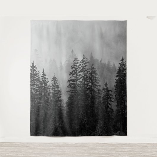 Boslandschap dennenbomen muurschildering | wand wandkleed (Voorkant)
