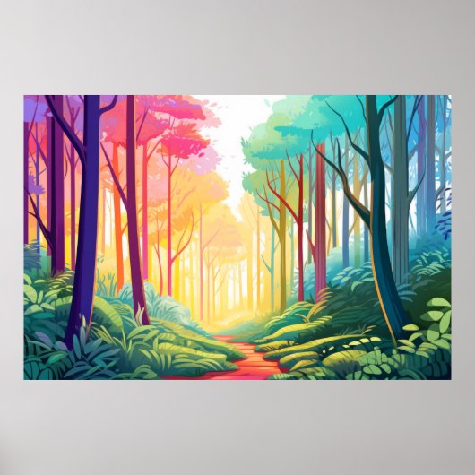 Boslandschap Herfstlandschap Natuur Poster (Voorkant)