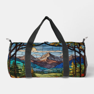 Boslandschap in glas-in-lood stijl plunjezak