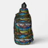 Boslandschap in glas-in-lood stijl sling bag (Voorkant)