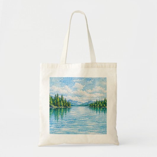 Boslandschap met bergmeer tote bag (Voorkant)