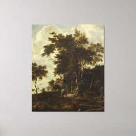 Boslandschap met een bosschuur, canvas afdruk