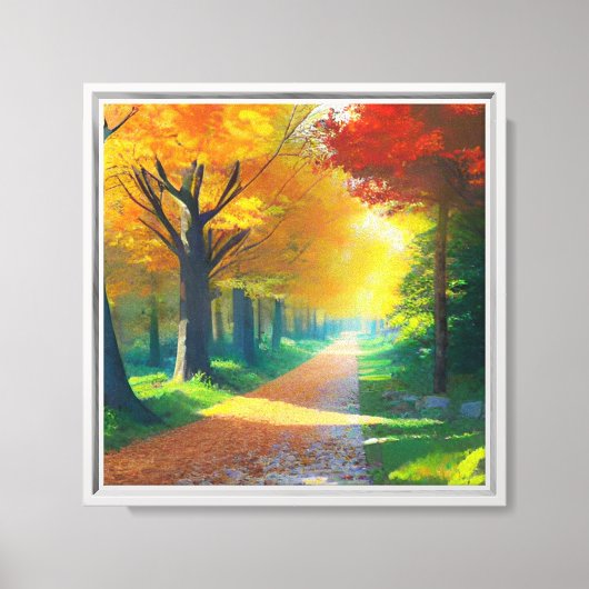 Boslandschap met herfstbomen canvas afdruk (Voorkant)