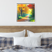 Boslandschap met herfstbomen canvas afdruk (Insitu (Slaapkamer))