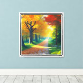 Boslandschap met herfstbomen canvas afdruk (Insitu (Houten vloer))