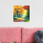 Boslandschap met herfstbomen canvas afdruk (Insitu (Woonkamer))
