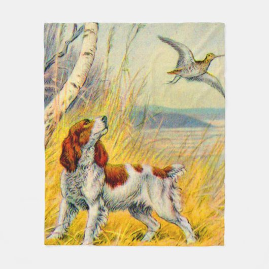 boslandschap met hond en vogel fleece deken (Voorkant)
