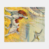 boslandschap met hond en vogel fleece deken (Voorkant (Horizontaal))