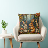Boslandschap met knuffelkonijnen kussen (Stoel)