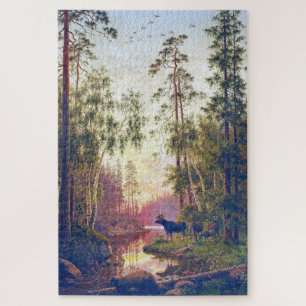 Boslandschap met stier en koe eland Carl Bøgh Legpuzzel