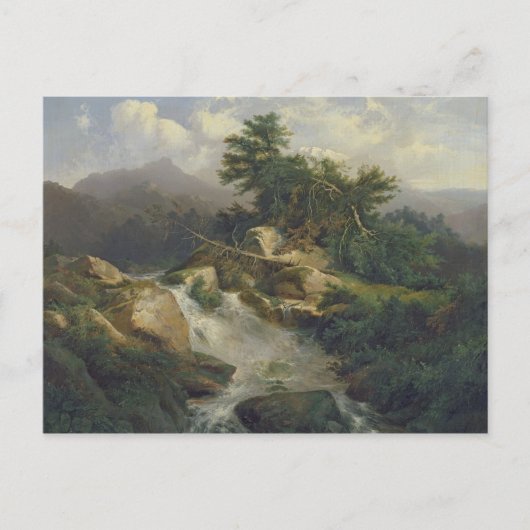 Boslandschap met waterval briefkaart (Voorkant)