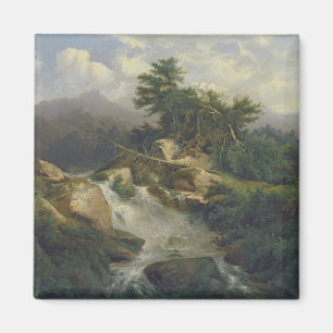 Boslandschap met waterval magneet